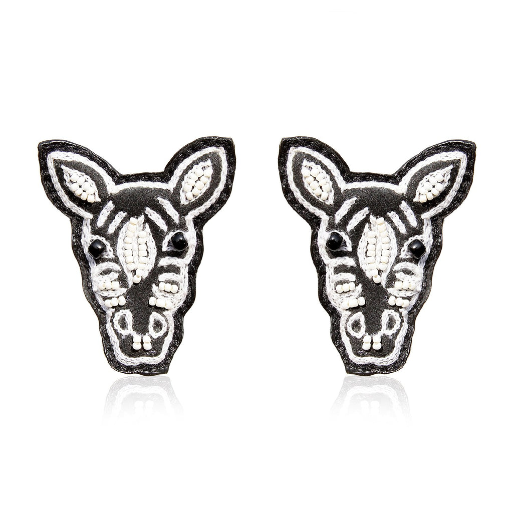 Zebra Embroidered Earrings ,Earrings, gonecasestore - gonecasestore