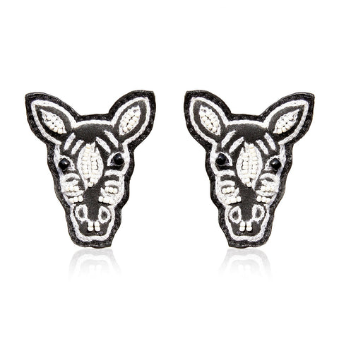 Zebra Embroidered Earrings ,Earrings, gonecasestore - gonecasestore
