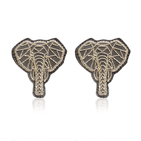 Elephant Silver Zari Handcrafted Earrings ,Earrings, gonecasestore - gonecasestore