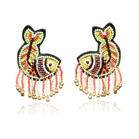 Matsya Embroidered Handcrafted Earrings ,Earrings, gonecasestore - gonecasestore