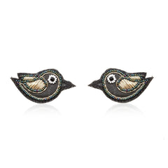 Little Black Bird Embroidered Earring