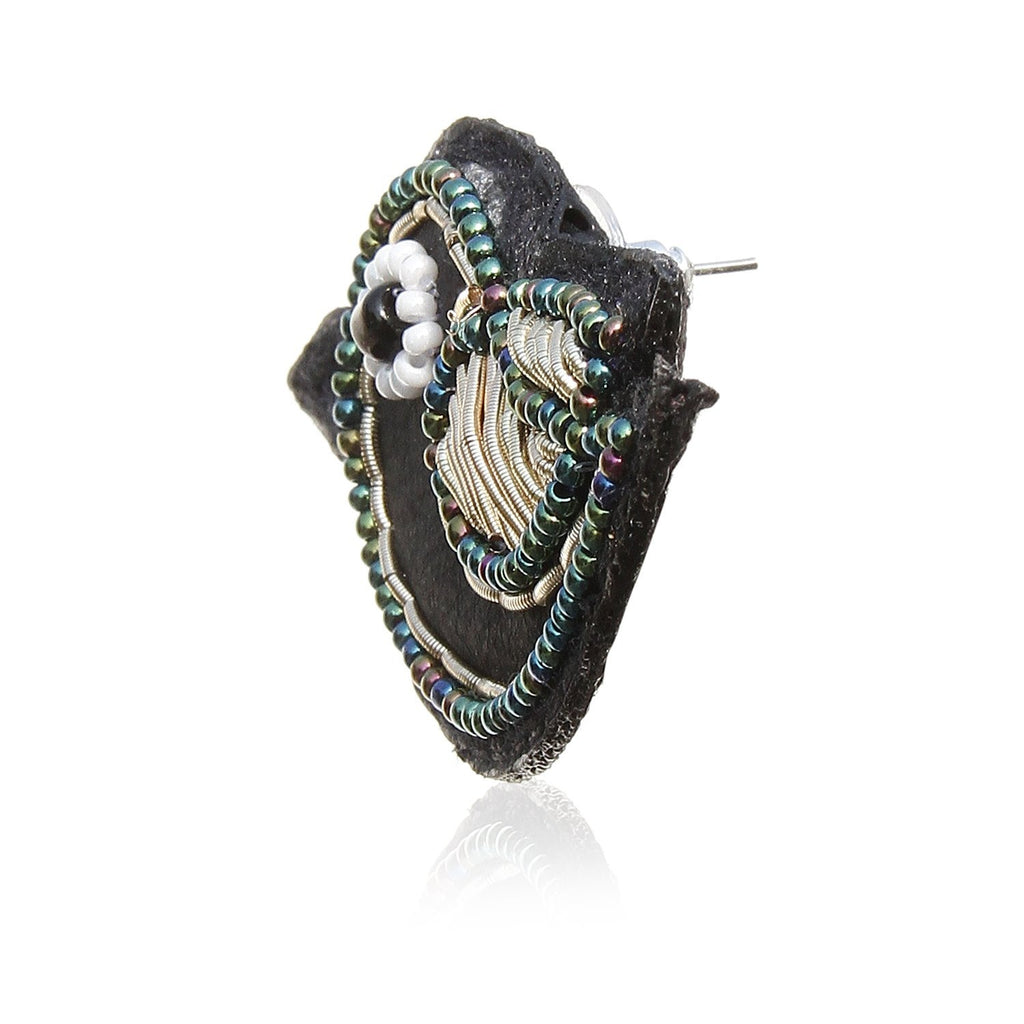 Little Black Bird Embroidered Earrings ,Earrings, gonecasestore - gonecasestore