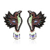Image of Green Birdie Embroidered Earrings ,Earrings, gonecasestore - gonecasestore