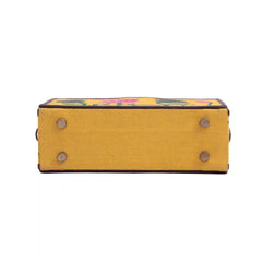 Pichwai yellow hand painted crossbody clutch bag for women main image 1