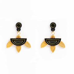 Hand Painted Gold And Black Studs ,Earrings, gonecasestore - gonecasestore