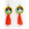 Image of Frida kahlo  Pink Tassel Handcrafted Earrings ,Earrings, gonecasestore - gonecasestore