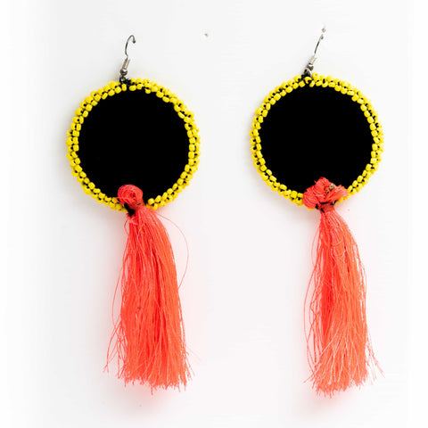 Frida kahlo  Pink Tassel Handcrafted Earrings ,Earrings, gonecasestore - gonecasestore