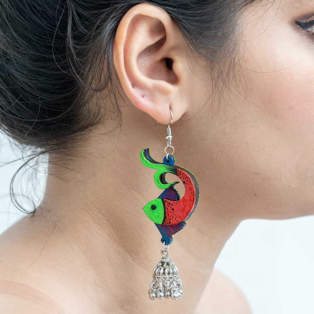 Hand Painted Fish Earring ,Earrings, gonecasestore - gonecasestore