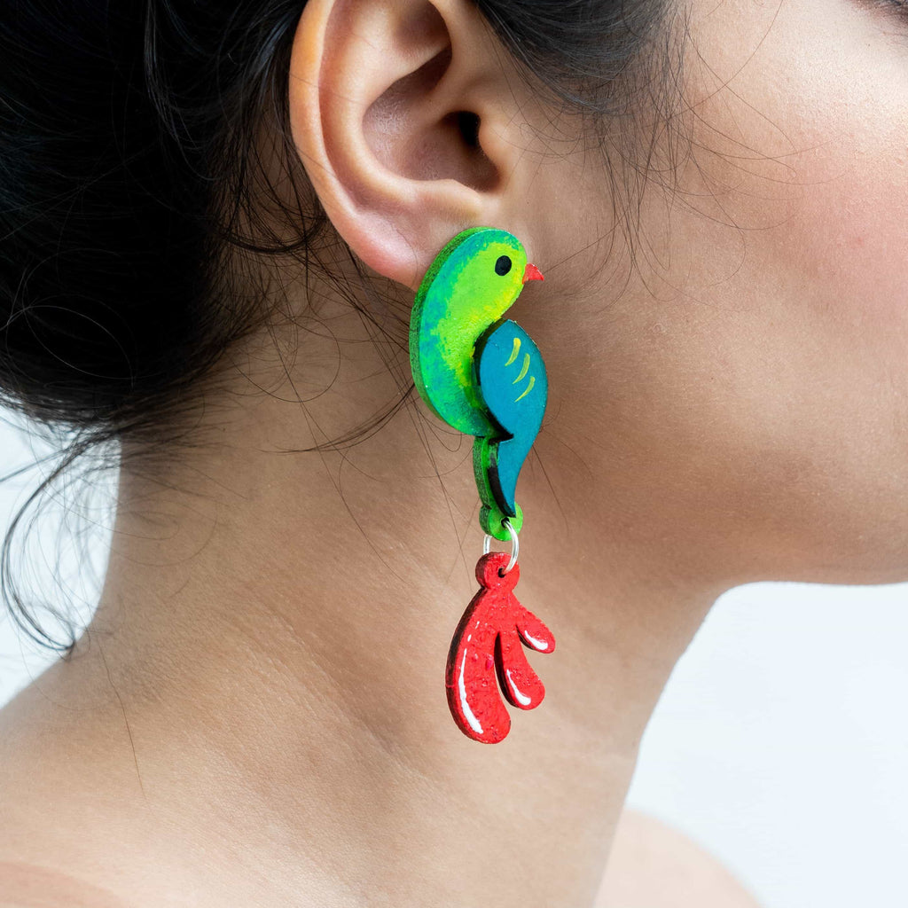 Handpainted Parrot Studs ,Earrings, gonecasestore - gonecasestore