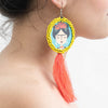 Image of Frida kahlo  Pink Tassel Handcrafted Earrings ,Earrings, gonecasestore - gonecasestore