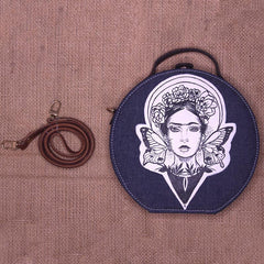 Frida Kahlo Denim Handpainted Sling Bag ,sling bag, gonecasestore - gonecasestore