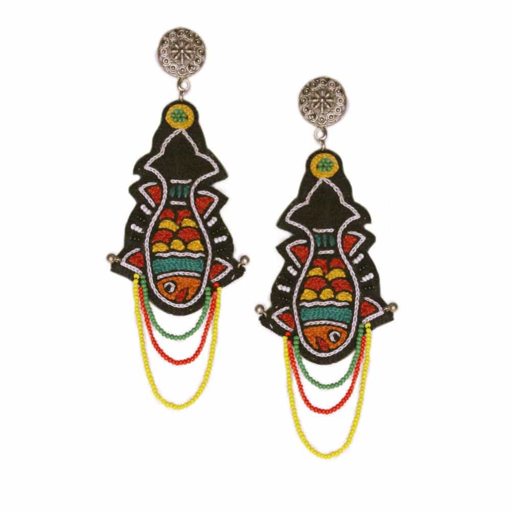 Fish Embroidery Earrings ,Earrings, gonecasestore - gonecasestore