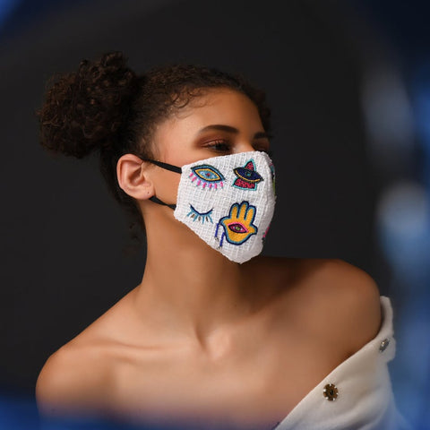 Hamsa Embroidered Mask ,handmade mask, gonecasestore - gonecasestore