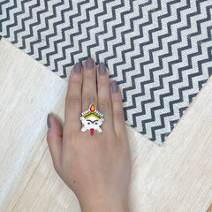 kaali Hand painted sterling silver ring