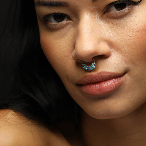 Order online Mandala Hand-Painted Sterling Silver Septum Nose Pin- gonecase.in