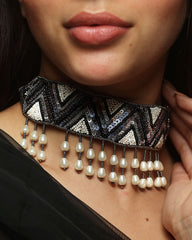 Triangle Hand Embroidered choker