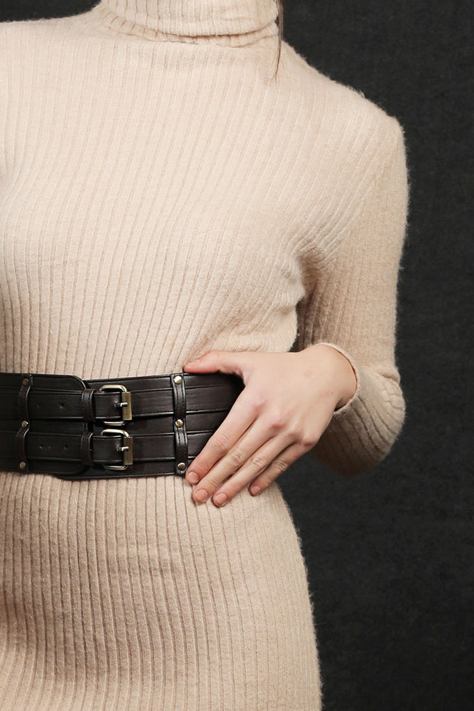 Order online Black Dual buckle waist belt- gonecase.in